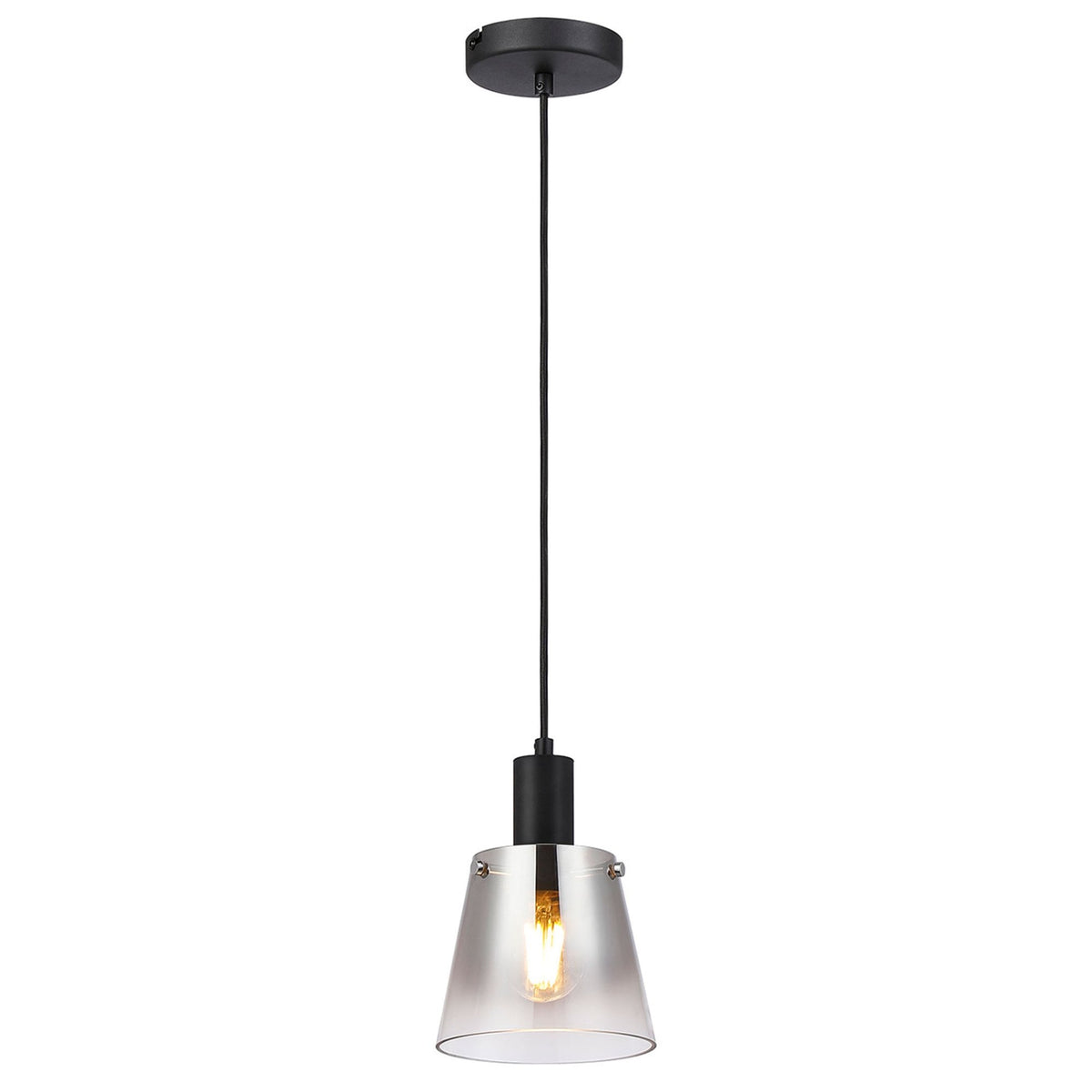 Essington 16cm Single Drop Pendant with Smoke Fade Glass Shade