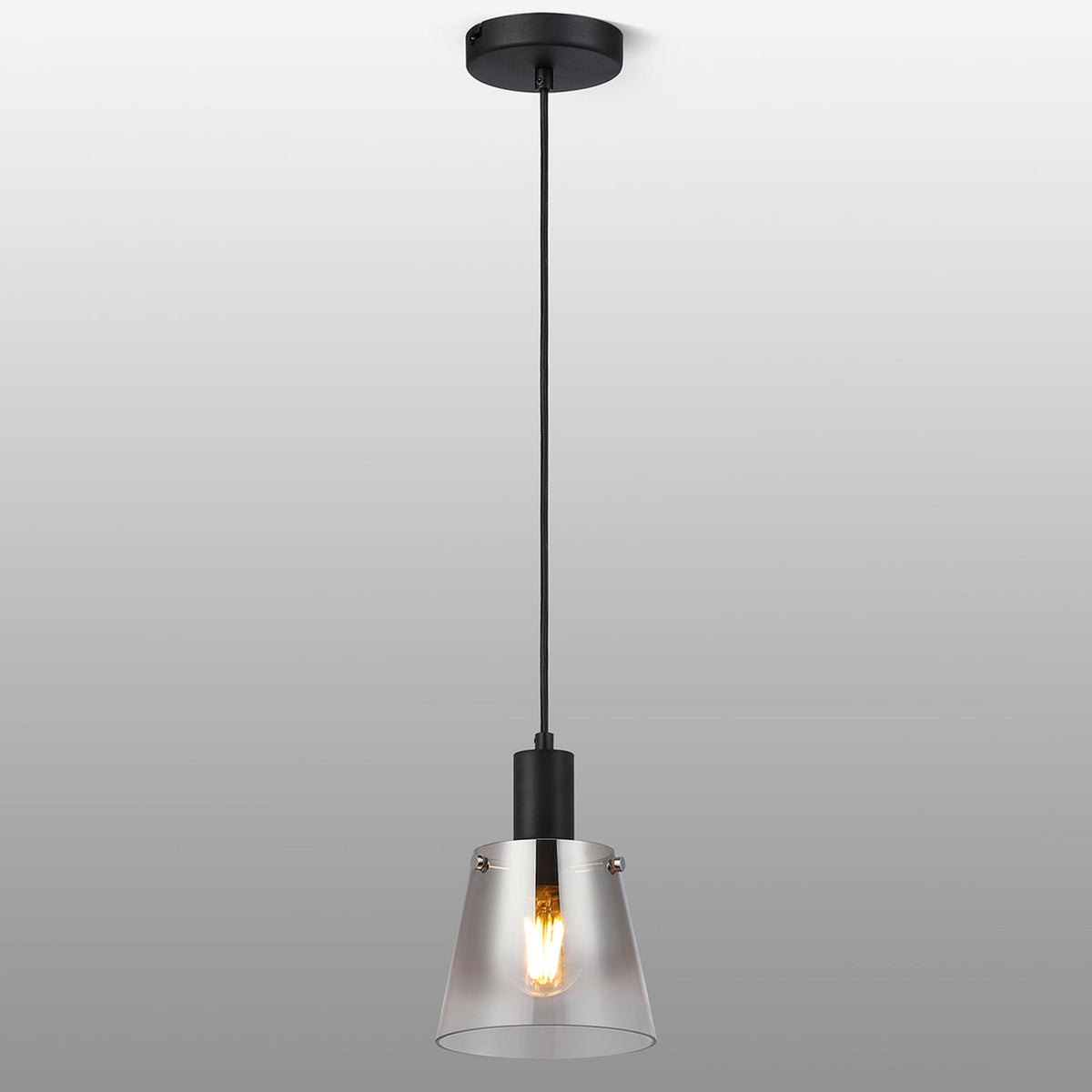 Essington 16cm Single Drop Pendant with Smoke Fade Glass Shade