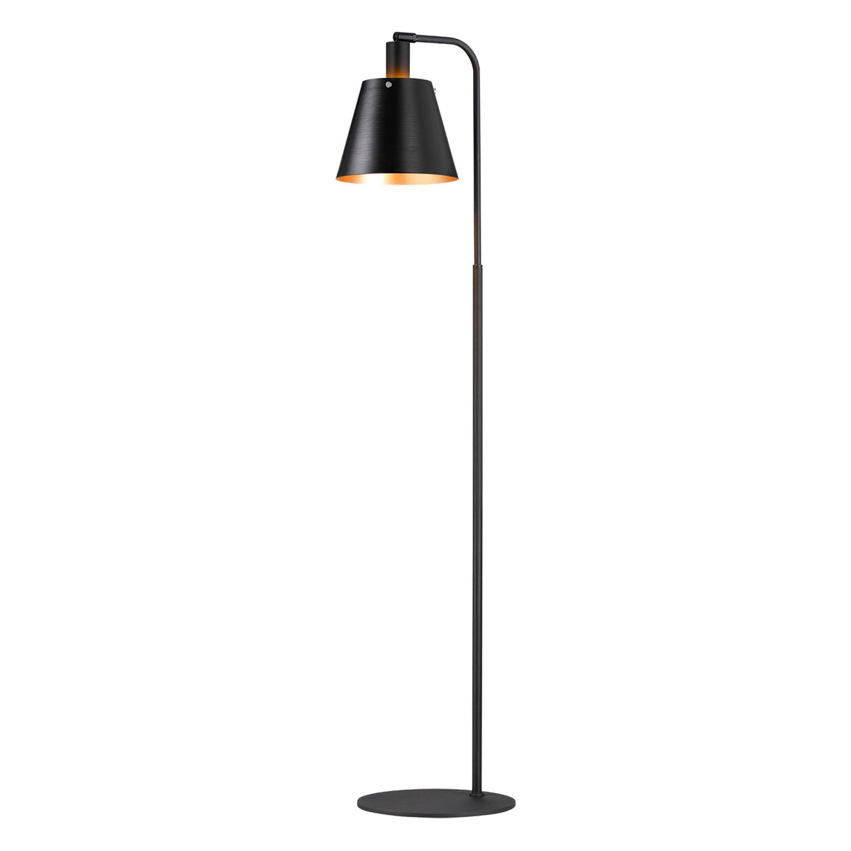 Essington Adjustable Floor Lamp with Sand Black and Gold Metal Shade