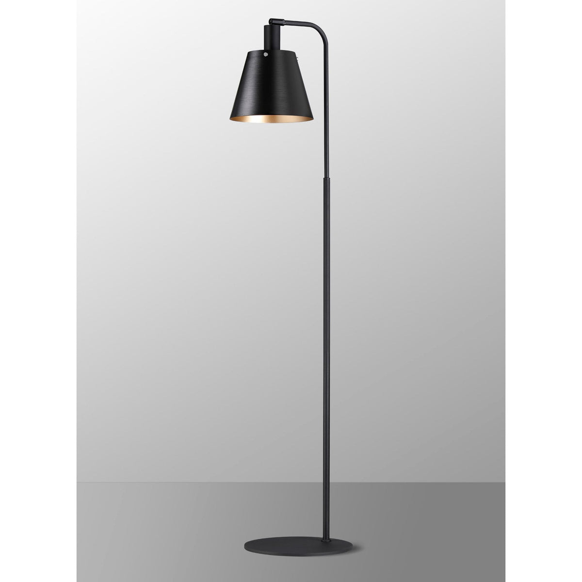 Essington Adjustable Floor Lamp with Sand Black and Gold Metal Shade