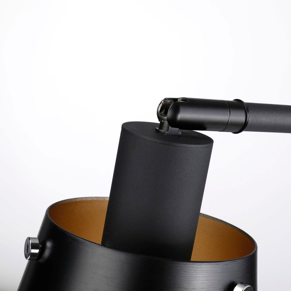 Essington Adjustable Floor Lamp with Sand Black and Gold Metal Shade