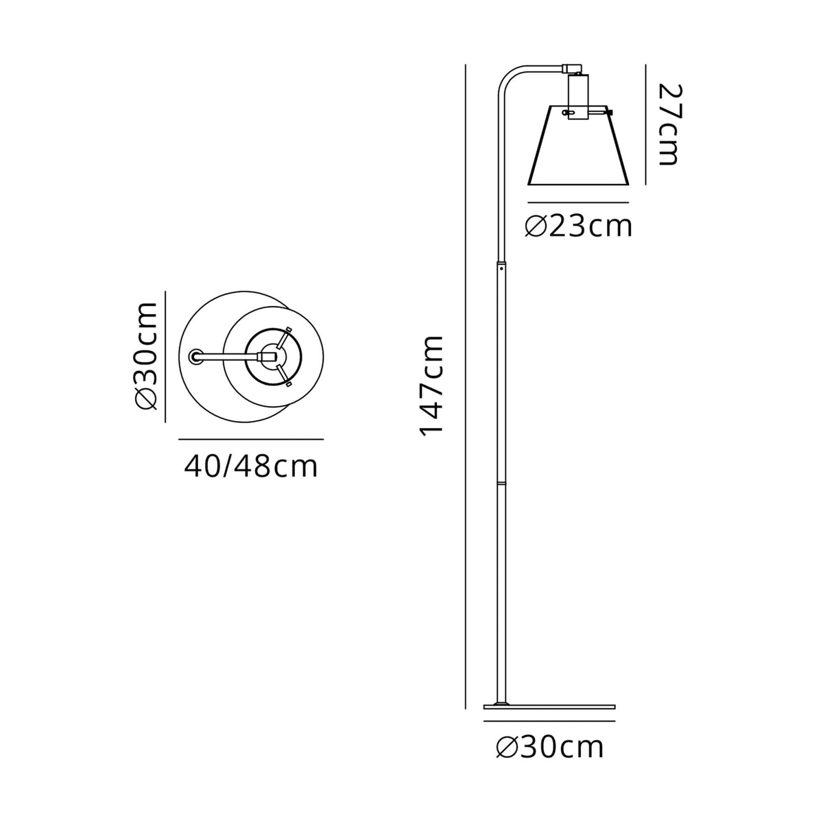 Essington Adjustable Floor Lamp with Smoke Fade Glass Shade