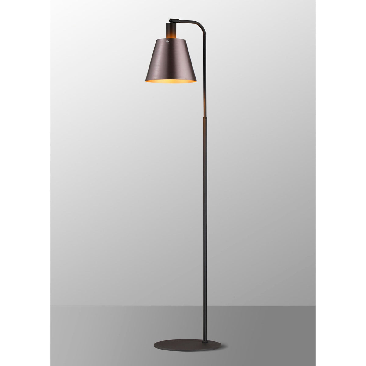Essington Adjustable Floor Lamp with Brown and Copper Metal Shade