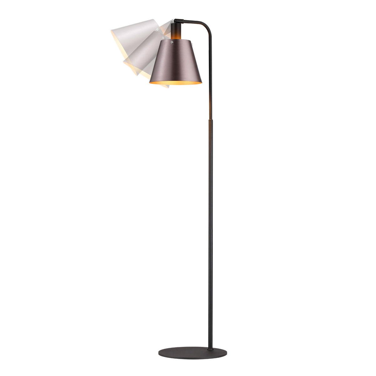 Essington Adjustable Floor Lamp with Brown and Copper Metal Shade