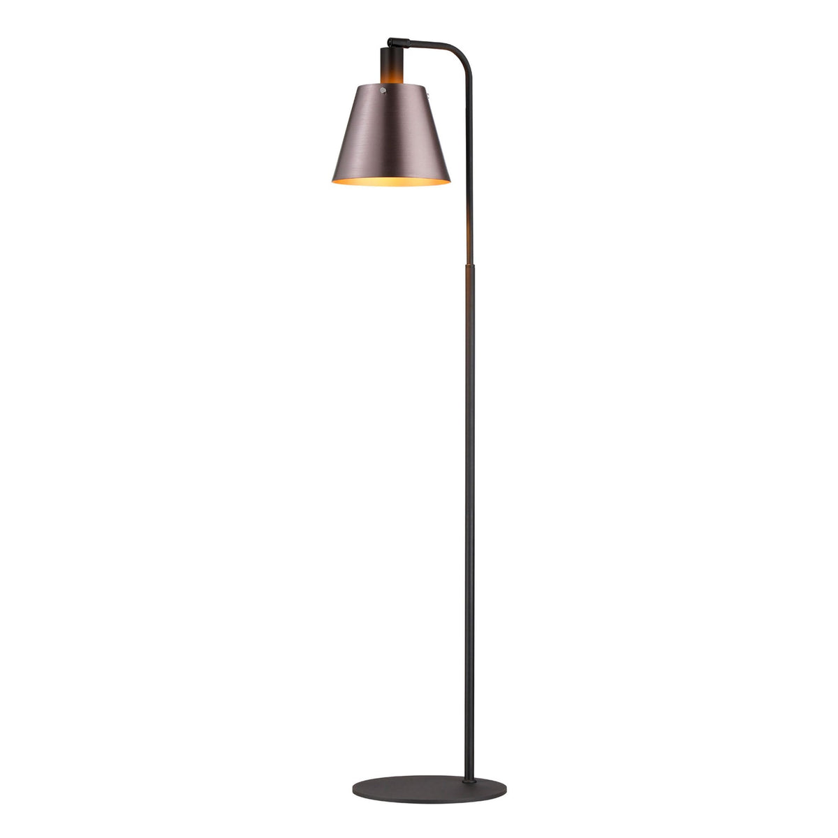 Essington Adjustable Floor Lamp with Brown and Copper Metal Shade