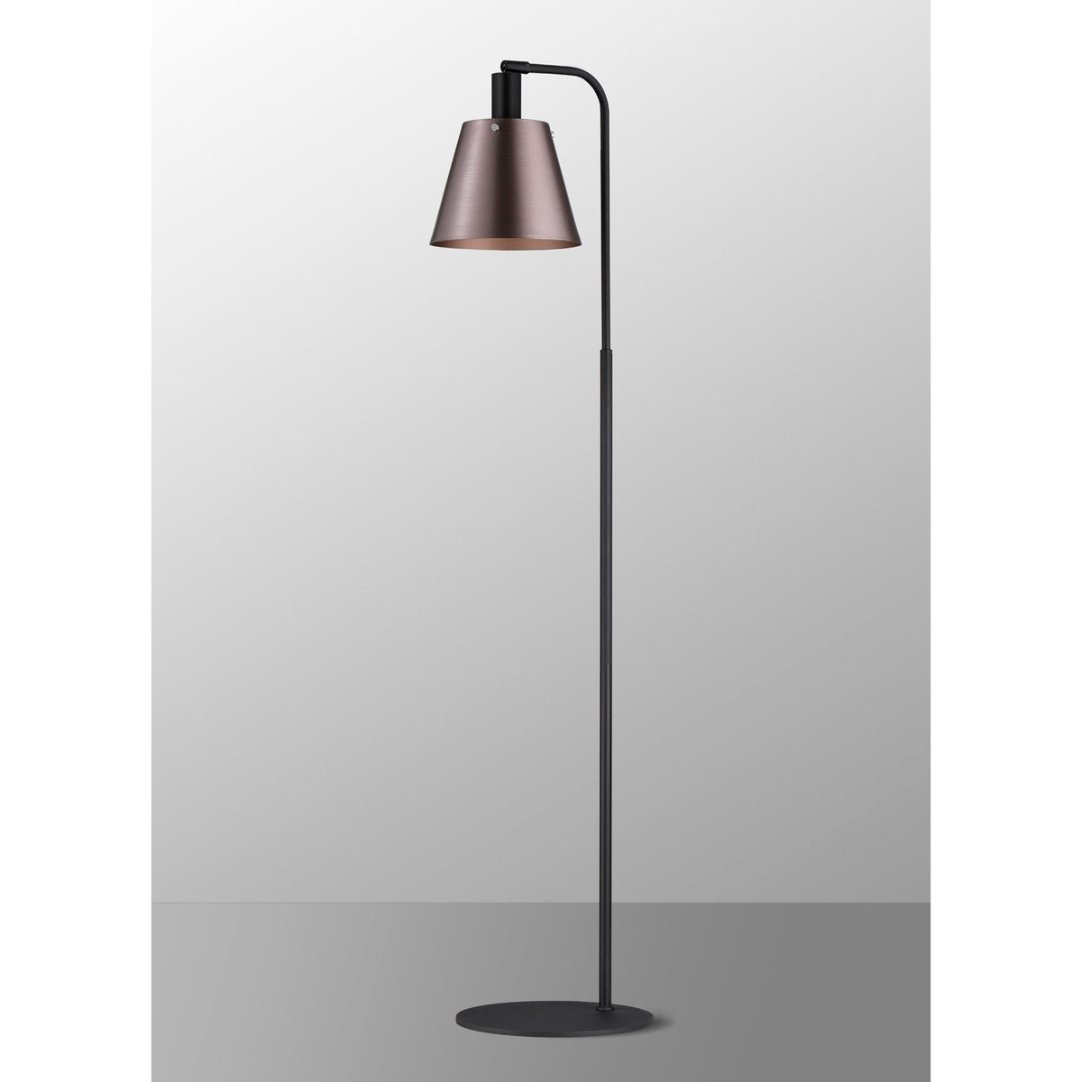 Essington Adjustable Floor Lamp with Brown and Copper Metal Shade
