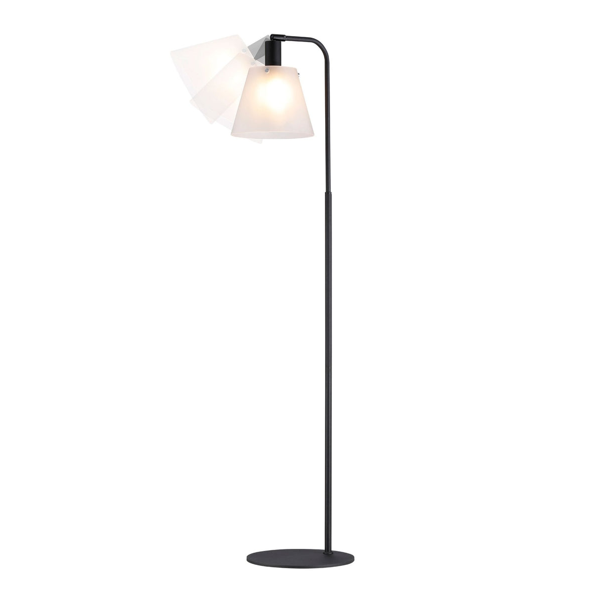 Essington Adjustable Floor Lamp with Frosted White Glass Shade