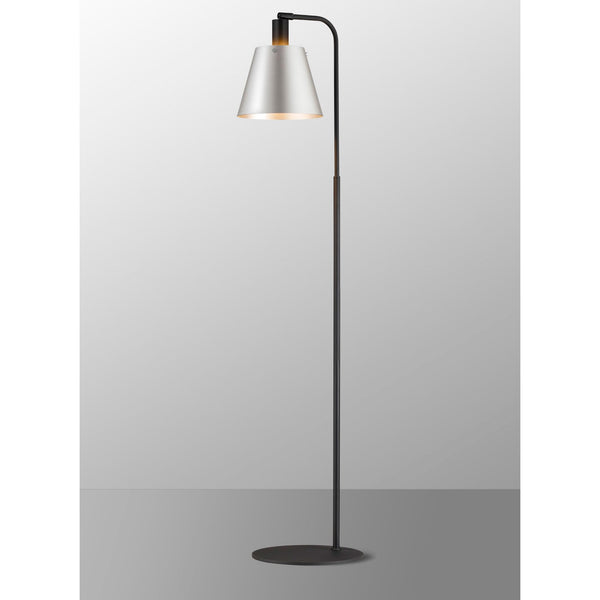Essington Adjustable Floor Lamp with Grey and Silver Metal Shade
