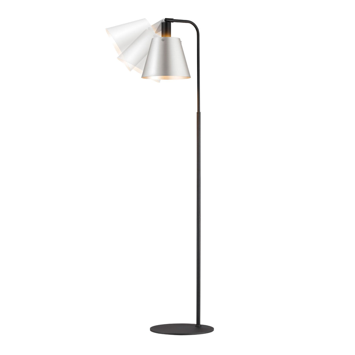 Essington Adjustable Floor Lamp with Grey and Silver Metal Shade