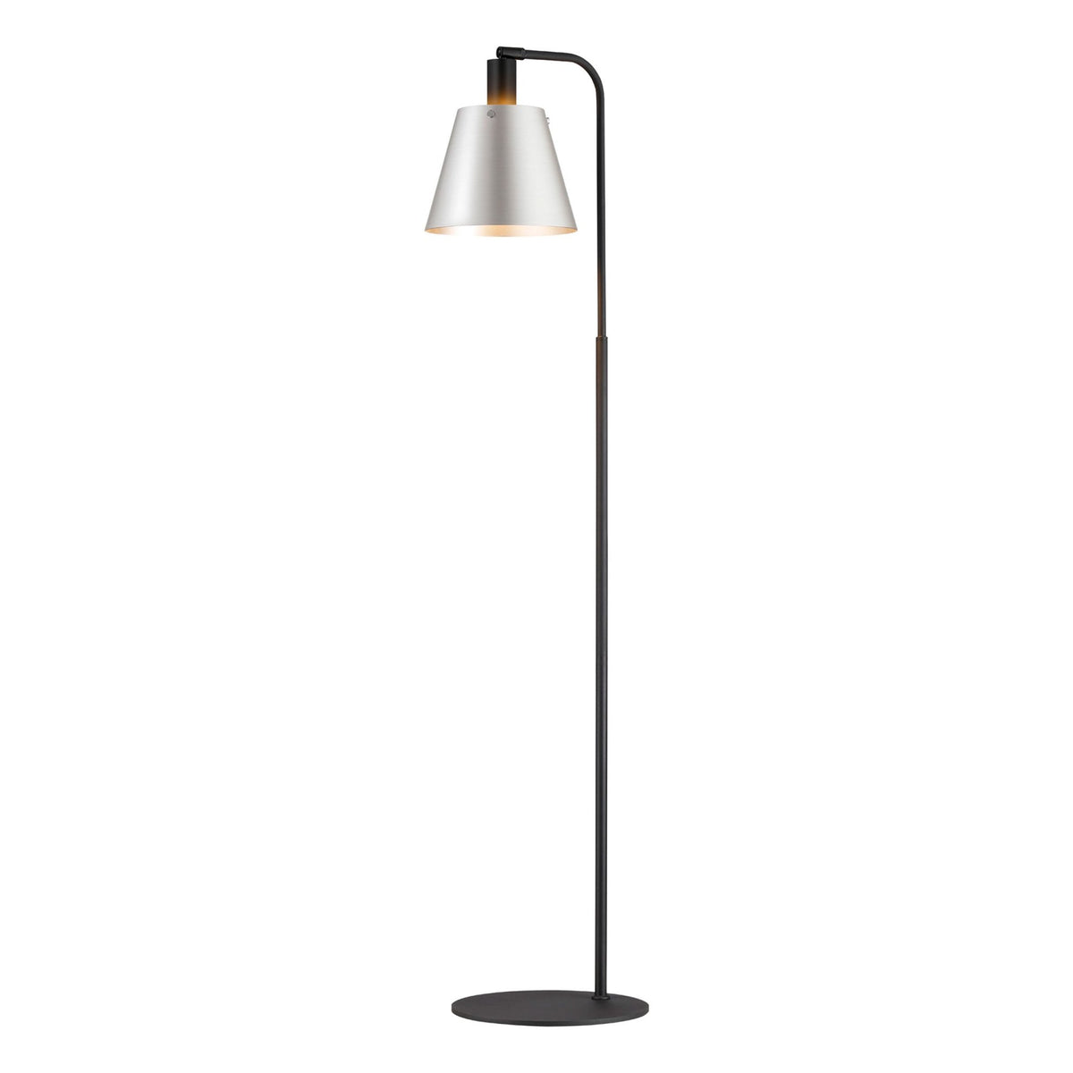 Essington Adjustable Floor Lamp with Grey and Silver Metal Shade