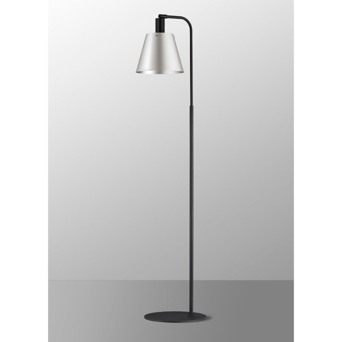 Essington Adjustable Floor Lamp with Grey and Silver Metal Shade