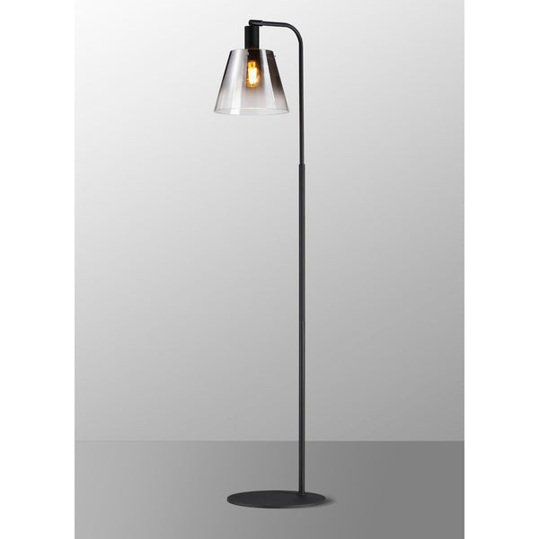 Essington Adjustable Floor Lamp with Smoke Fade Glass Shade