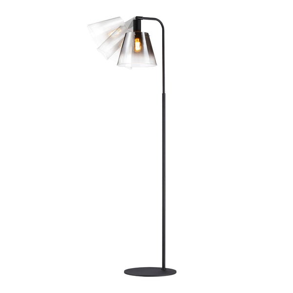Essington Adjustable Floor Lamp with Smoke Fade Glass Shade