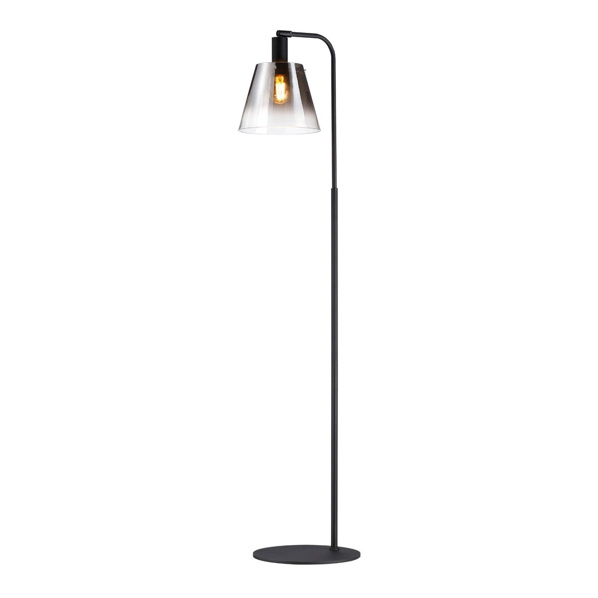 Essington Adjustable Floor Lamp with Smoke Fade Glass Shade