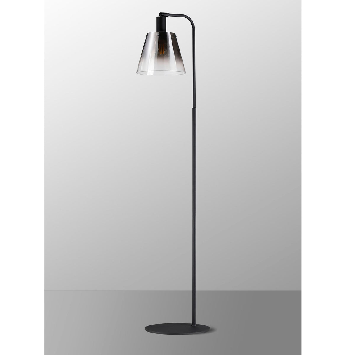 Essington Adjustable Floor Lamp with Smoke Fade Glass Shade