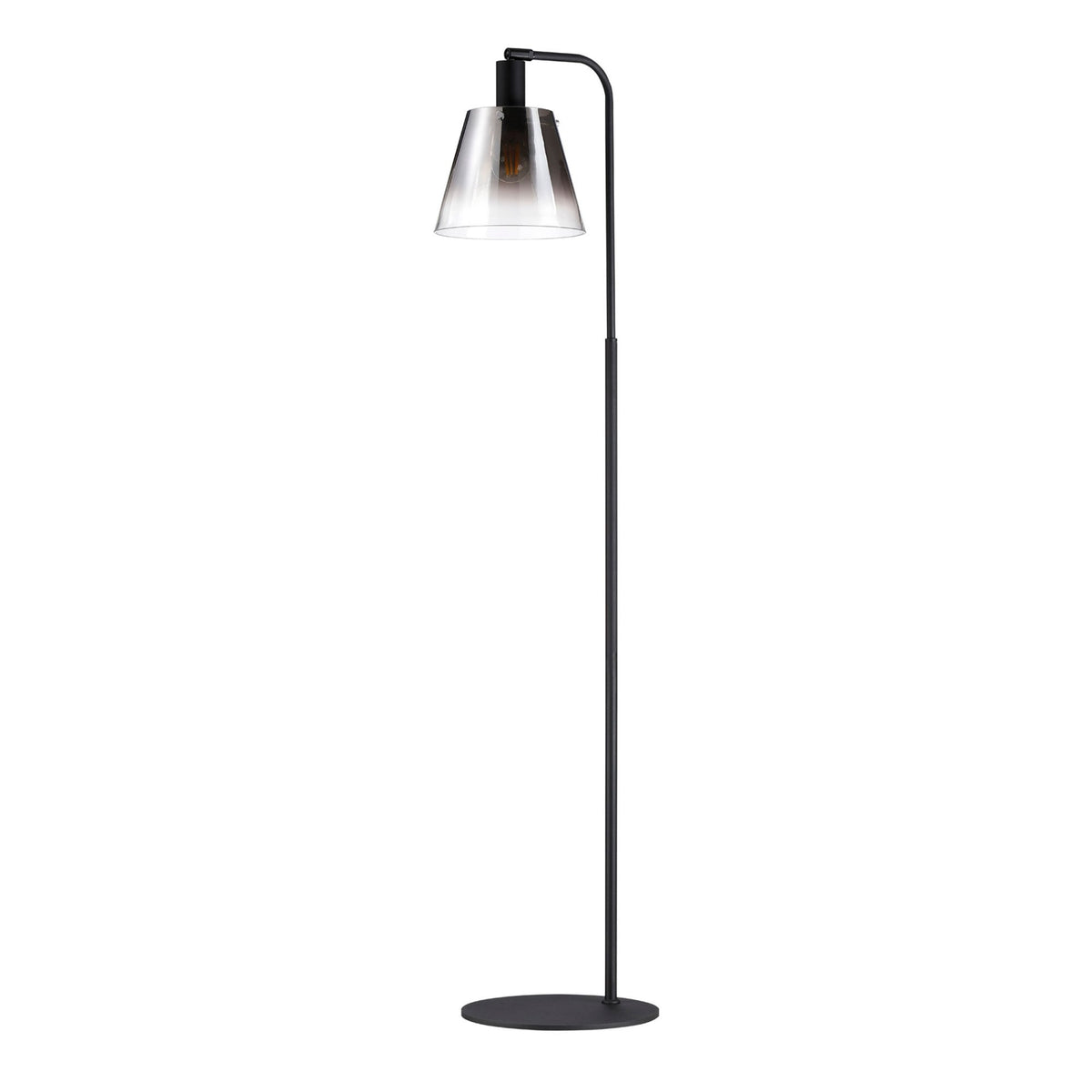 Essington Adjustable Floor Lamp with Smoke Fade Glass Shade