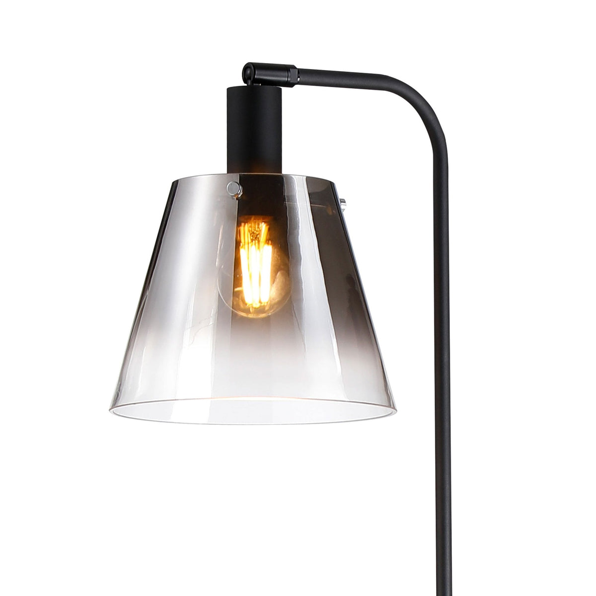 Essington Adjustable Floor Lamp with Smoke Fade Glass Shade