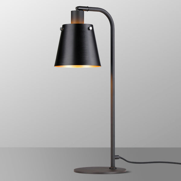 Essington Adjustable Table Lamp with Sand Black and Gold Metal Shade