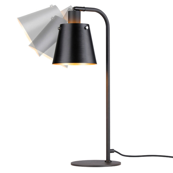 Essington Adjustable Table Lamp with Sand Black and Gold Metal Shade