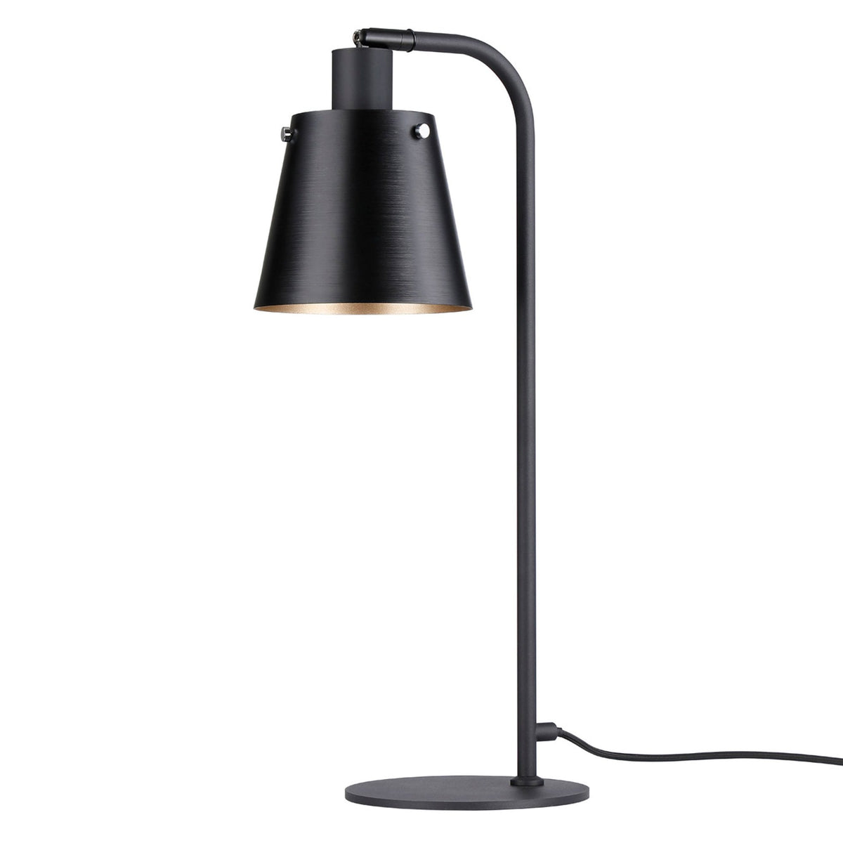 Essington Adjustable Table Lamp with Sand Black and Gold Metal Shade