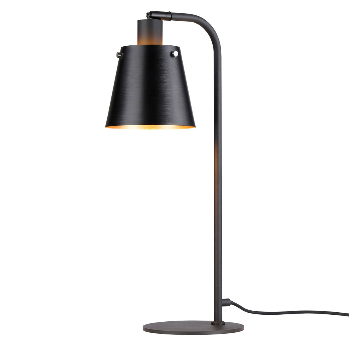 Essington Adjustable Table Lamp with Sand Black and Gold Metal Shade