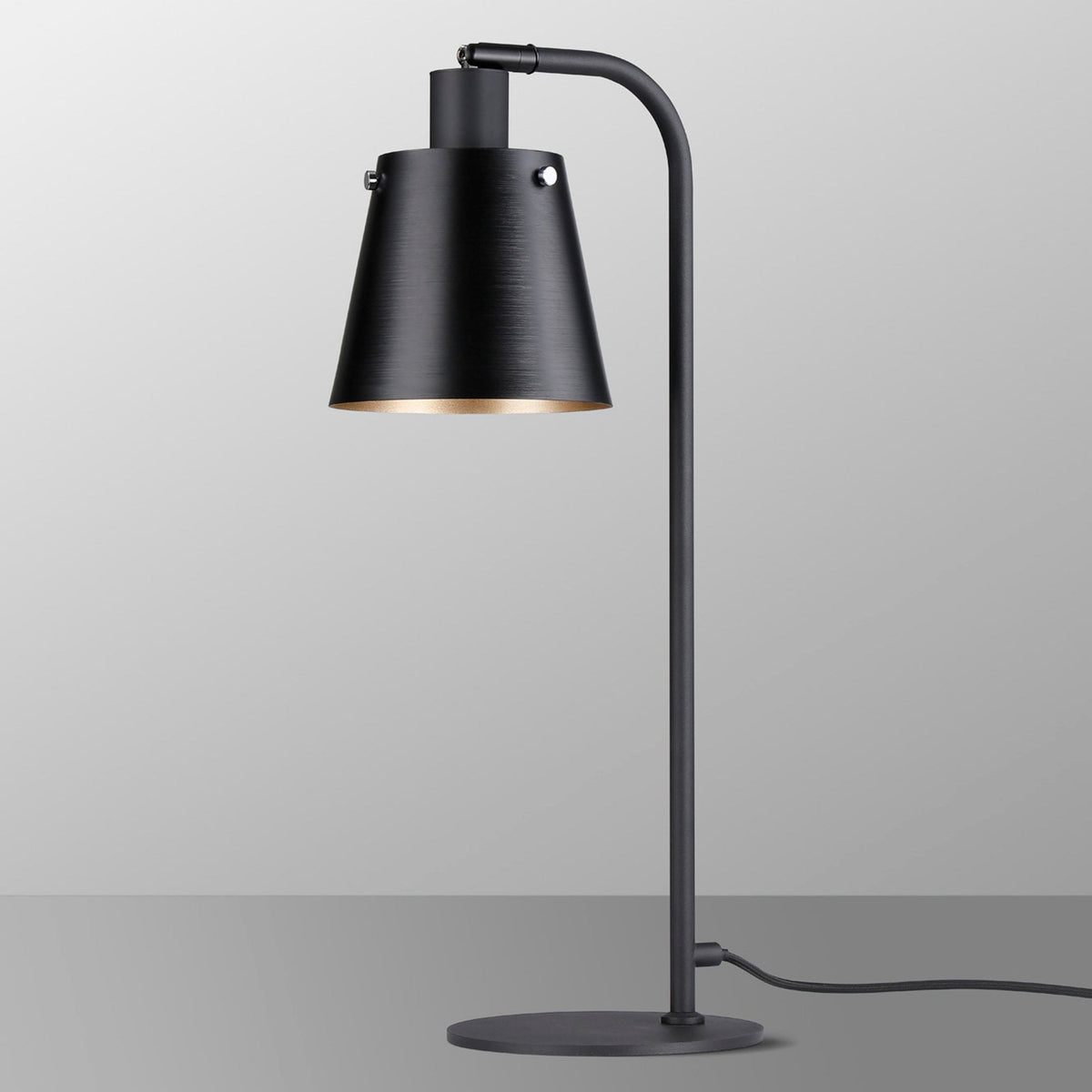 Essington Adjustable Table Lamp with Sand Black and Gold Metal Shade