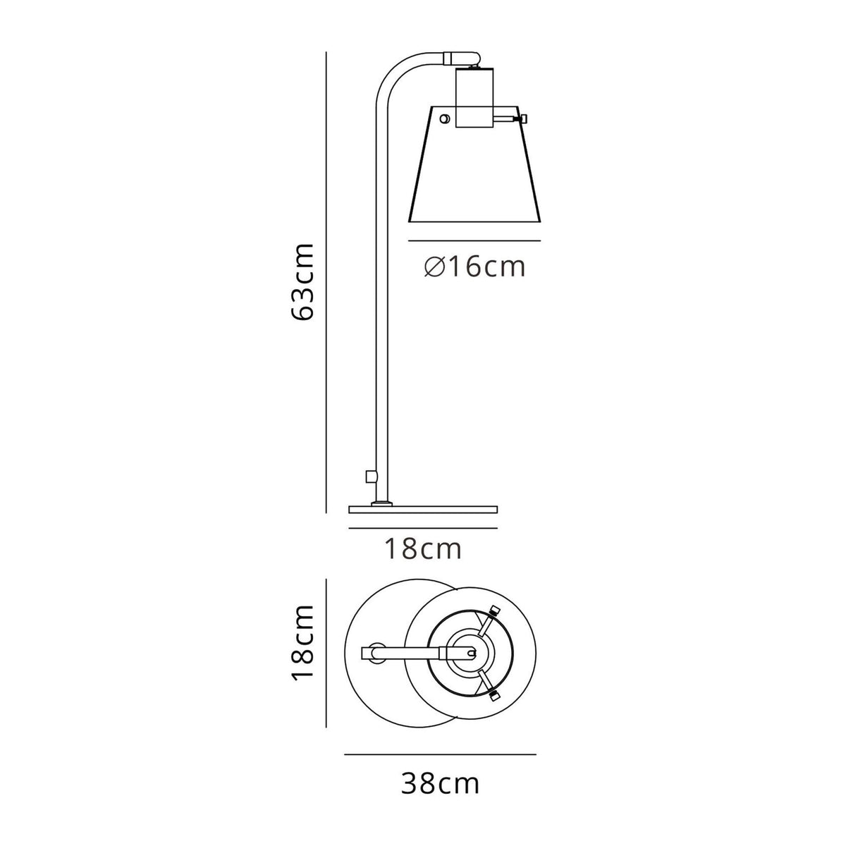 Essington Adjustable Table Lamp with Smoke Fade Glass Shade