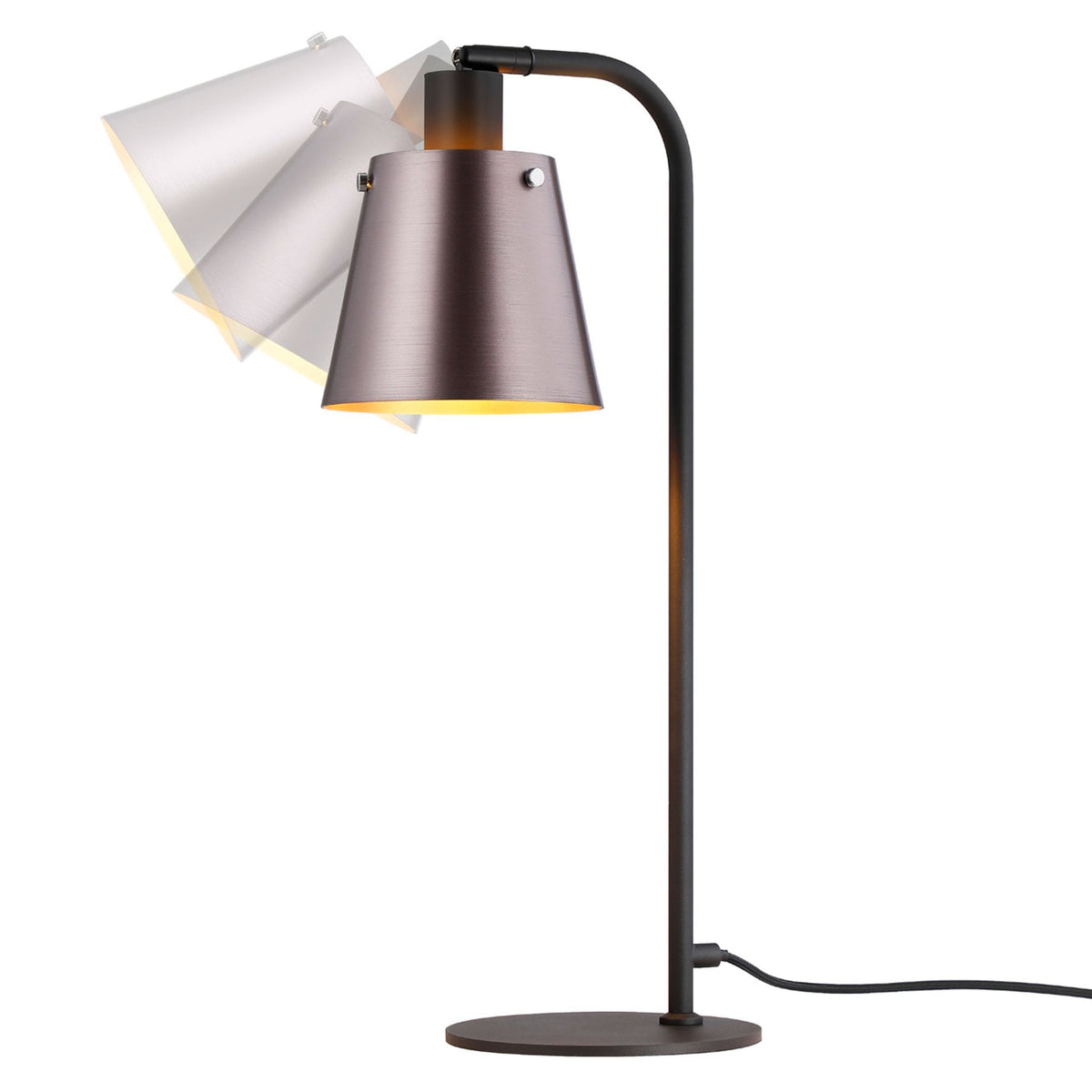Essington Adjustable Table Lamp with Brown and Copper Metal Shade
