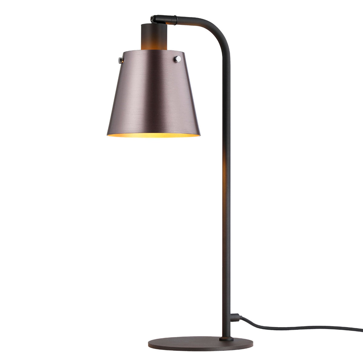 Essington Adjustable Table Lamp with Brown and Copper Metal Shade