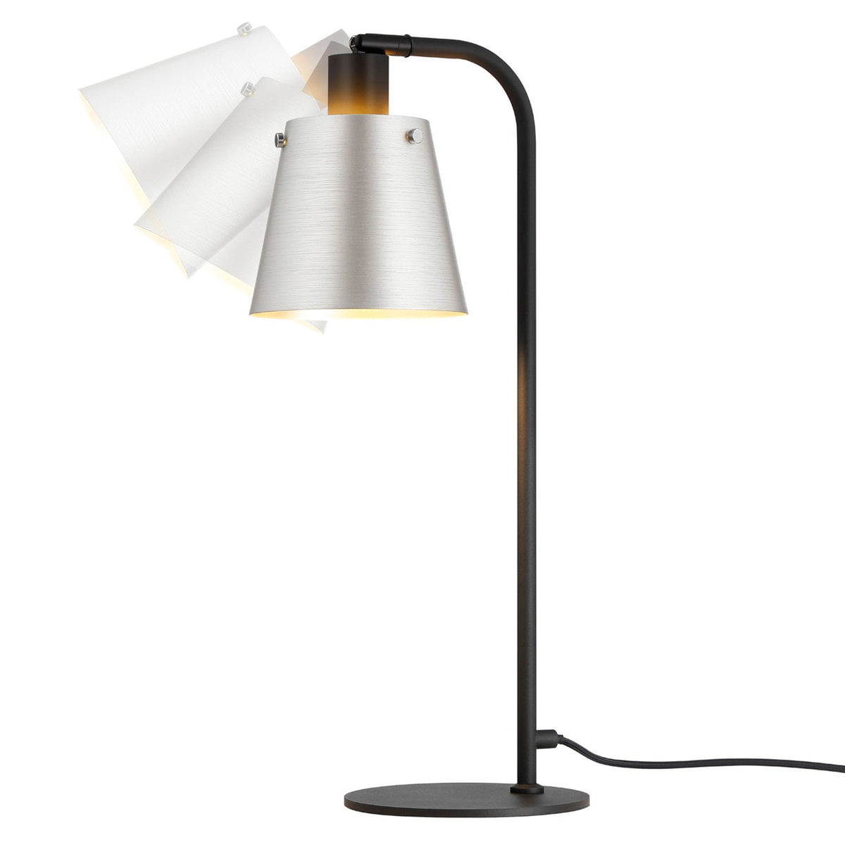 Essington Adjustable Table Lamp with Grey and Silver Metal Shade