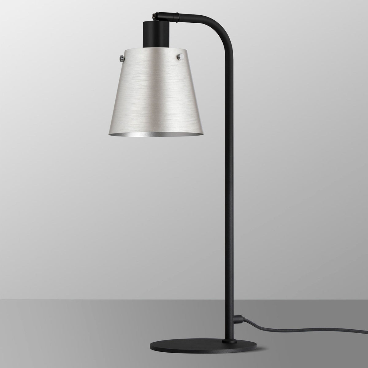 Essington Adjustable Table Lamp with Grey and Silver Metal Shade