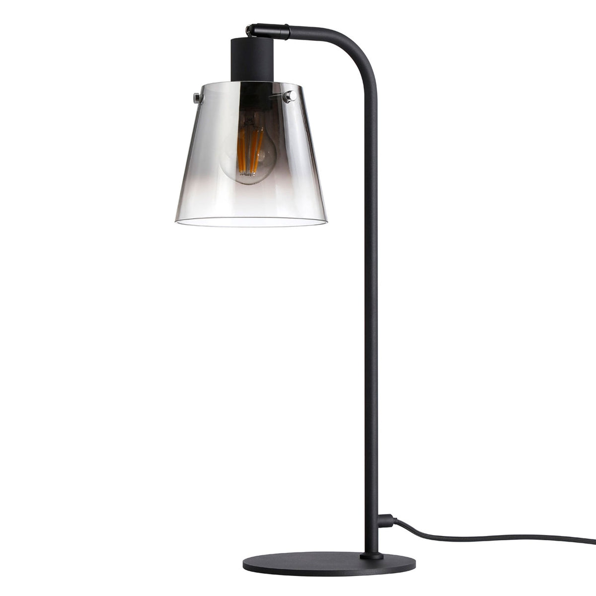 Essington Adjustable Table Lamp with Smoke Fade Glass Shade