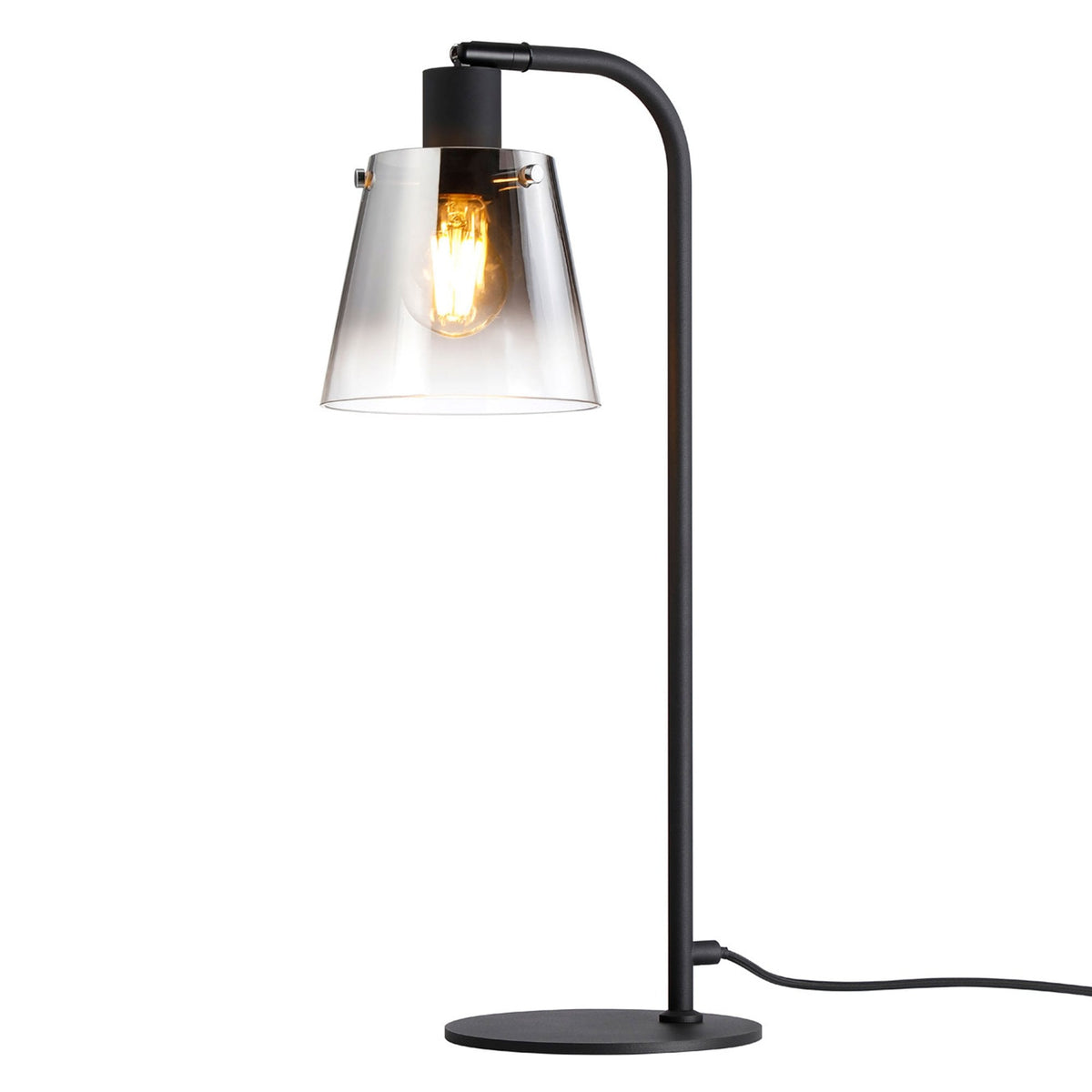 Essington Adjustable Table Lamp with Smoke Fade Glass Shade