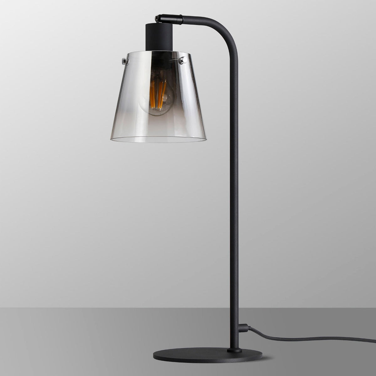 Essington Adjustable Table Lamp with Smoke Fade Glass Shade