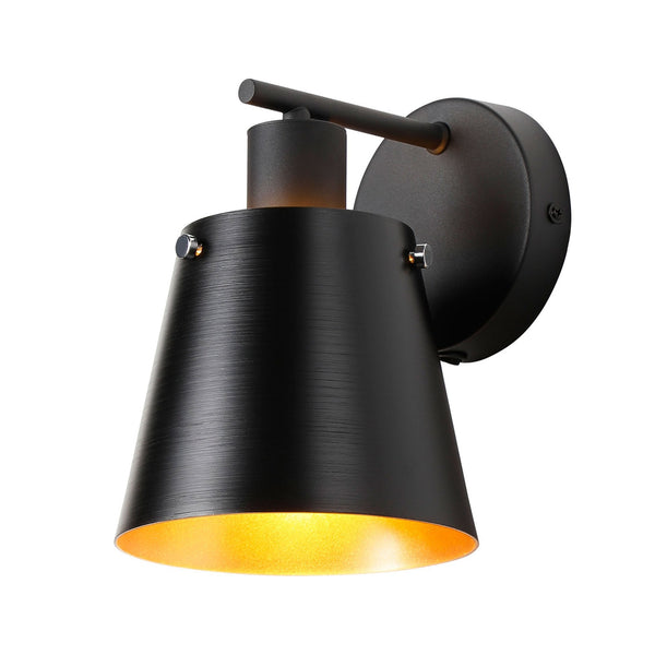 Essington Switched Wall Light with Sand Black and Gold Metal Shade
