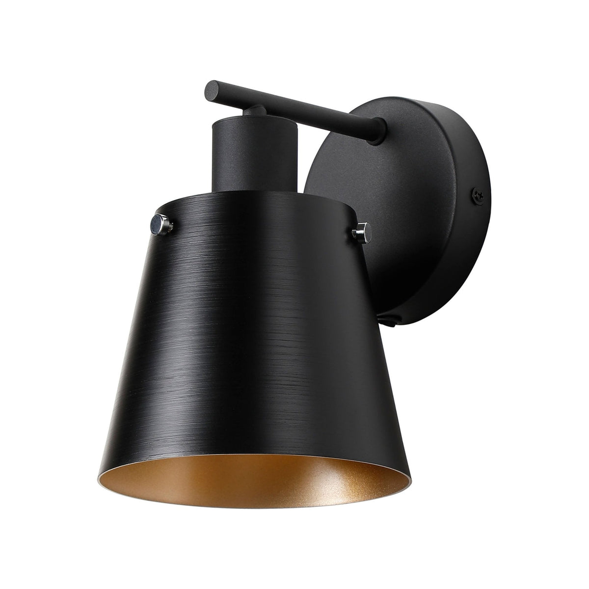 Essington Switched Wall Light with Sand Black and Gold Metal Shade