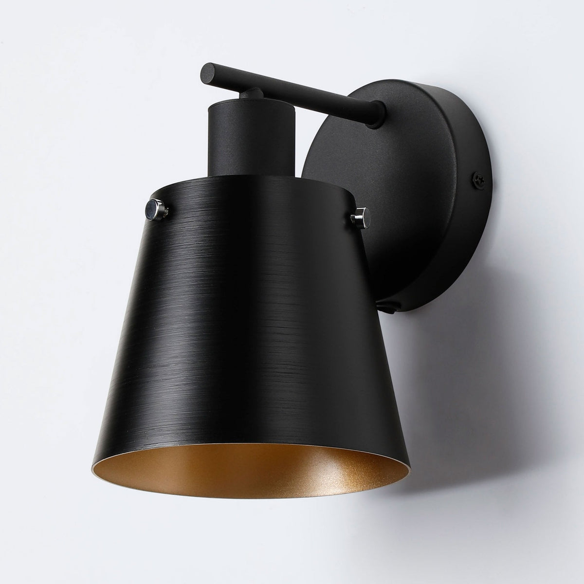 Essington Switched Wall Light with Sand Black and Gold Metal Shade
