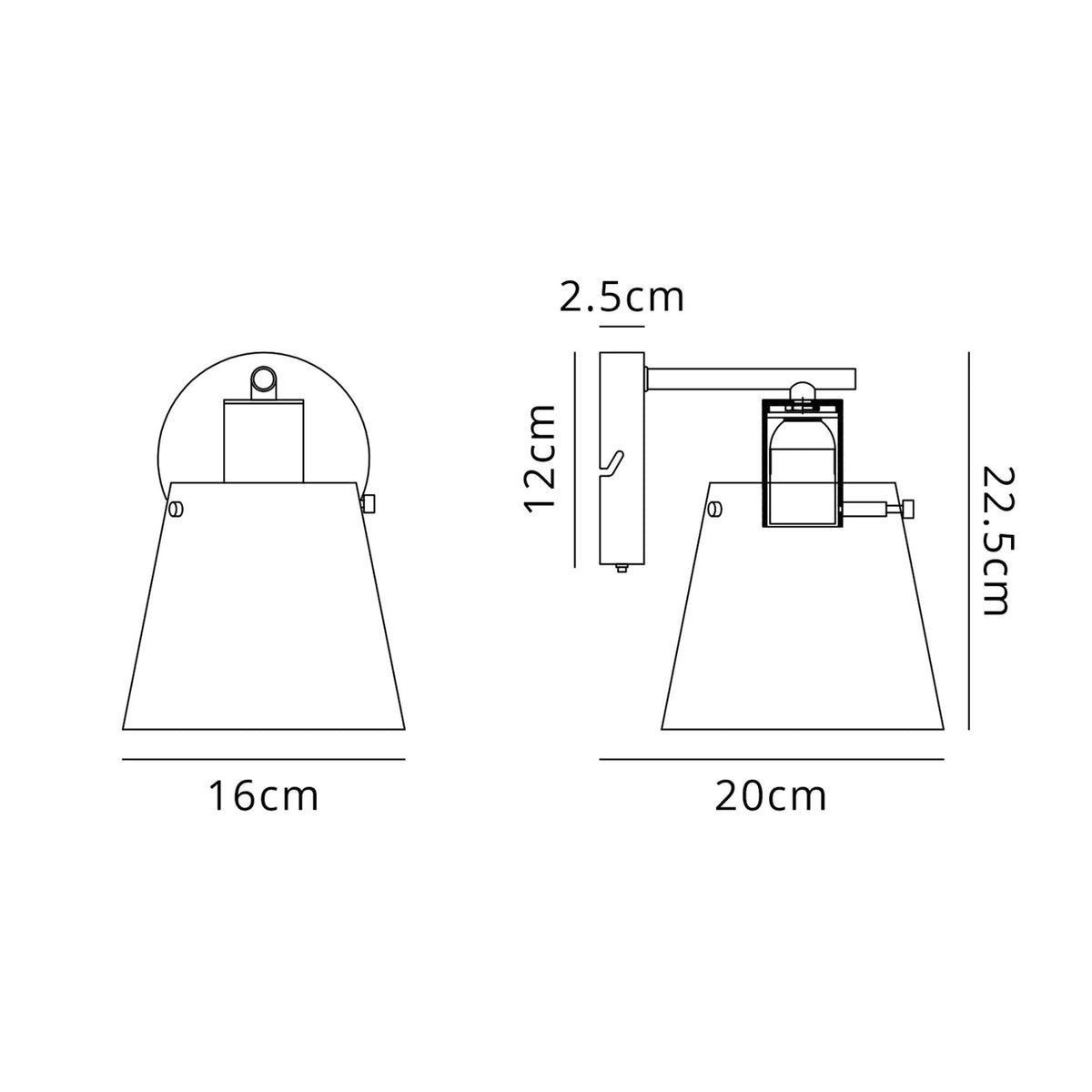 Essington Switched Wall Light with Grey and Silver Metal Shade