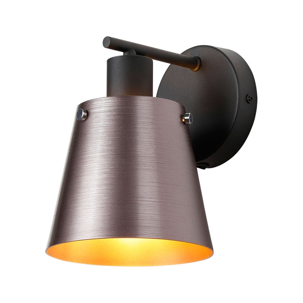 Essington Switched Wall Light with Brown and Copper Metal Shade