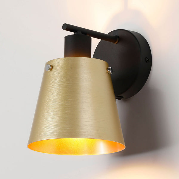 Essington Switched Wall Light with Brass and Gold Metal Shade