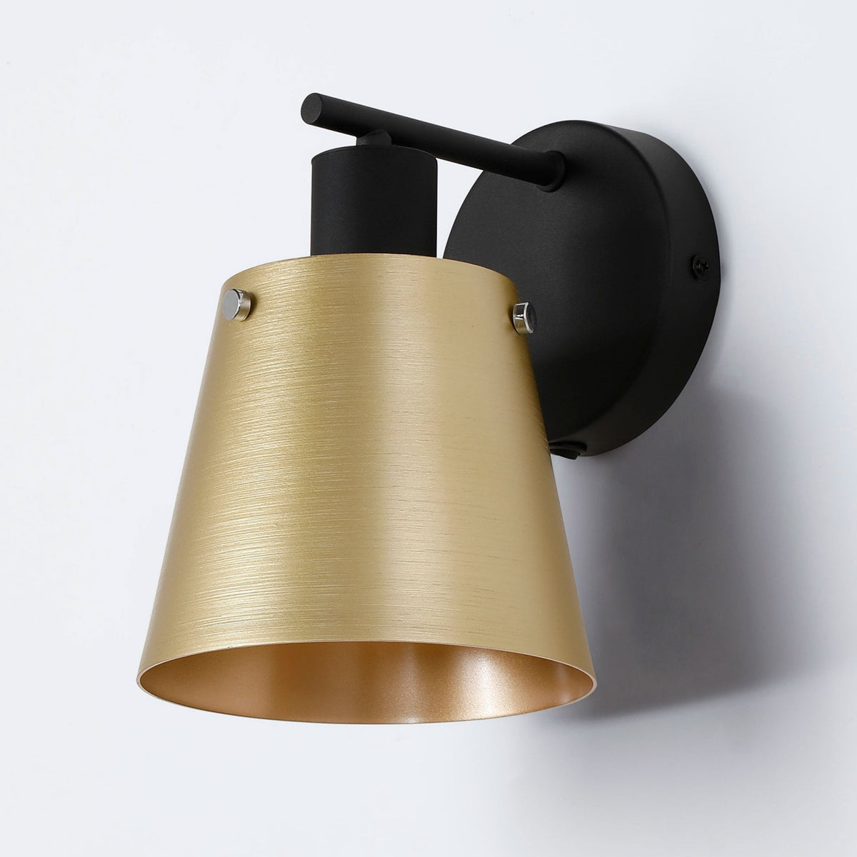 Essington Switched Wall Light with Brass and Gold Metal Shade