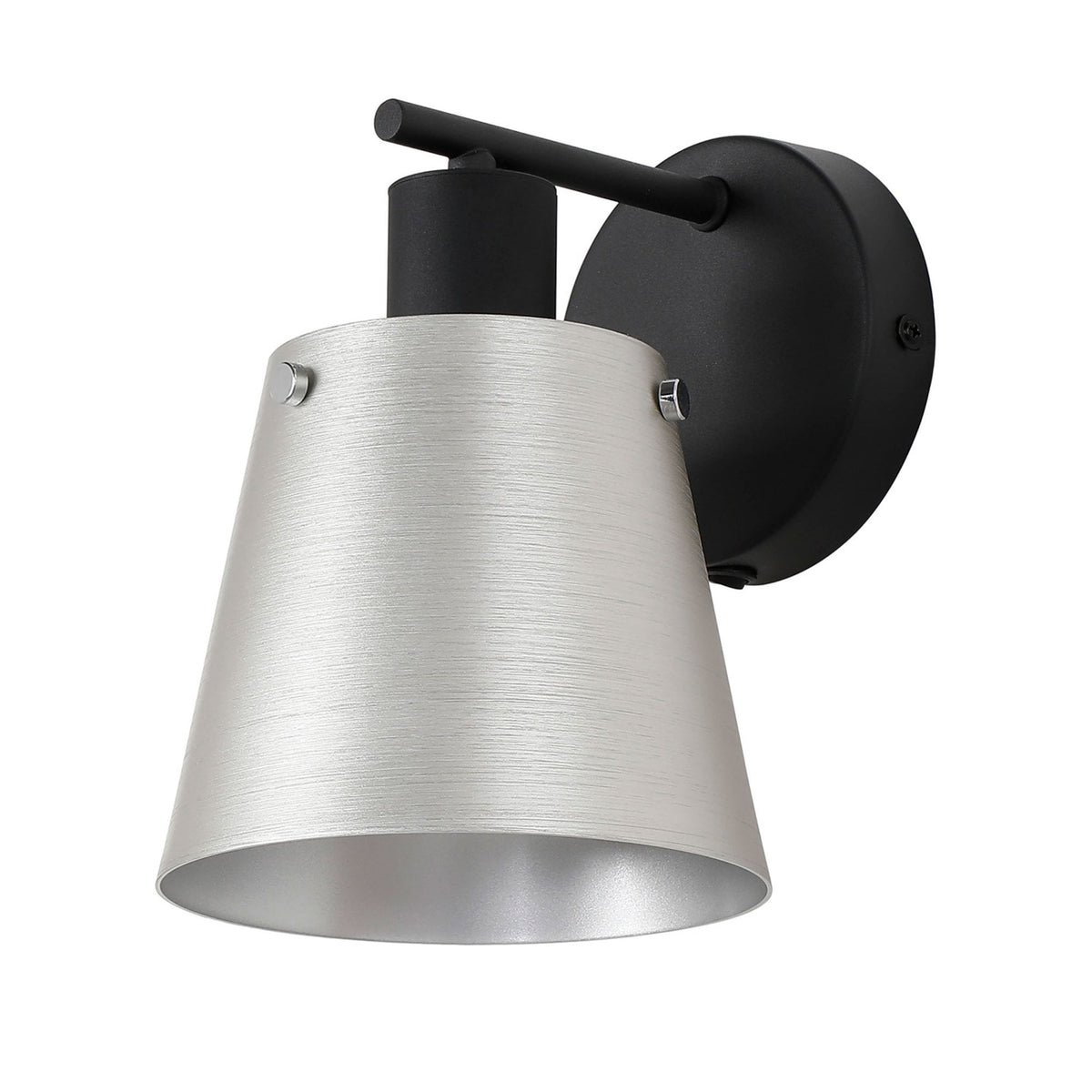Essington Switched Wall Light with Grey and Silver Metal Shade