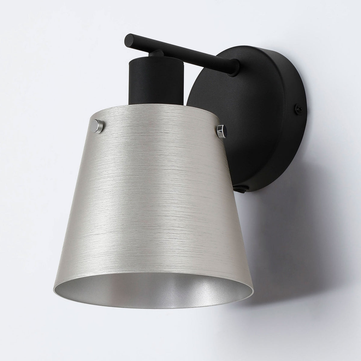 Essington Switched Wall Light with Grey and Silver Metal Shade