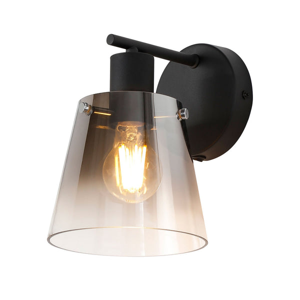 Essington Switched Wall Light with Smoke Fade Glass Shade