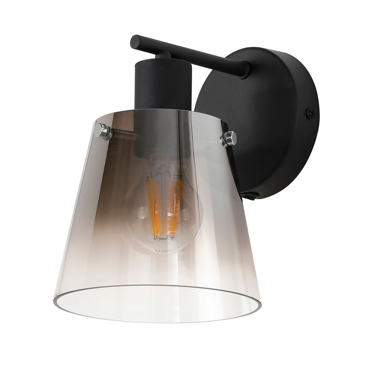 Essington Switched Wall Light with Smoke Fade Glass Shade