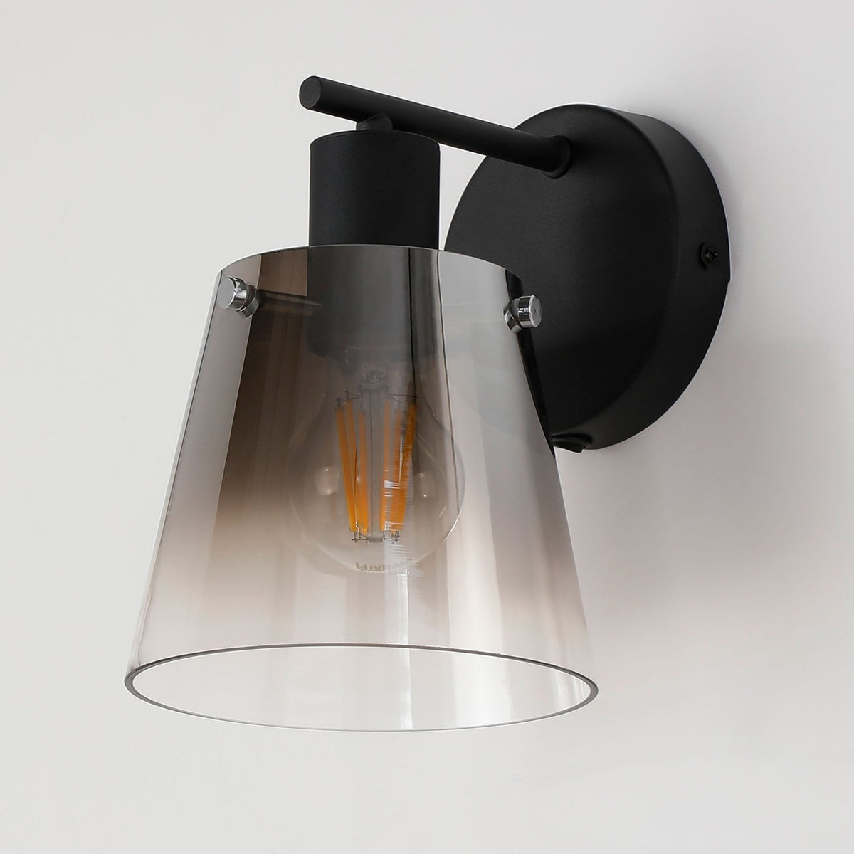 Essington Switched Wall Light with Smoke Fade Glass Shade