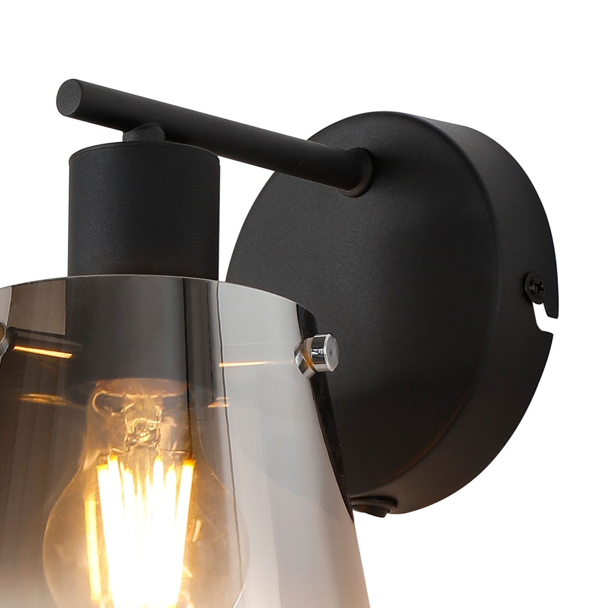 Essington Switched Wall Light with Smoke Fade Glass Shade