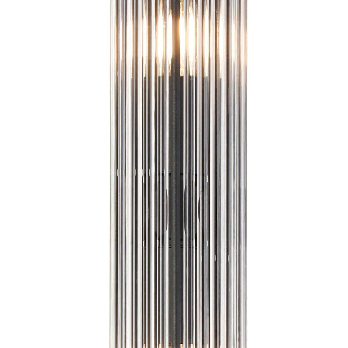 Tansley E14 Twin Lamp IP44 Flush Wall Light in Satin Black with Clear Glass Rods