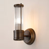 Tansley E14 IP44 Up Wall Light in Bronze with Clear Glass Rods