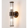 Tansley E14 IP44 Up & Down Wall Light in Bronze with Clear Glass Rods
